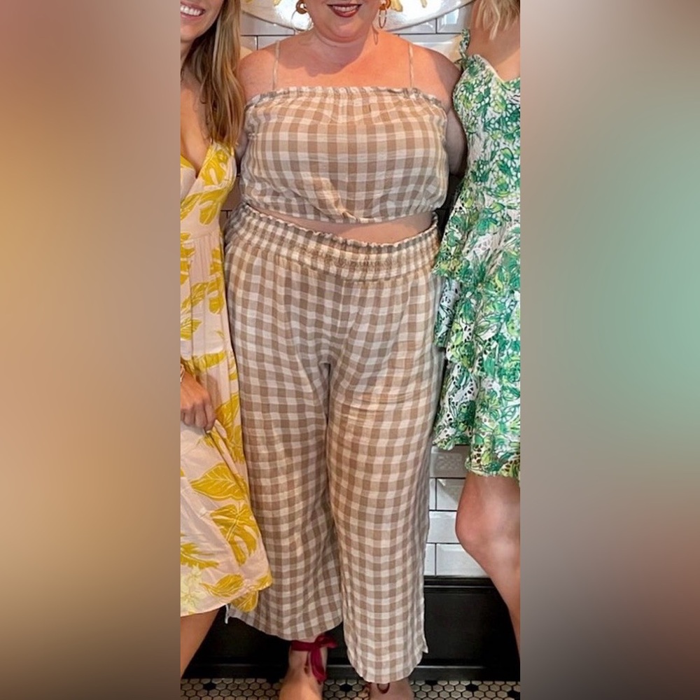Aerie gingham set XL top and XXL pants set